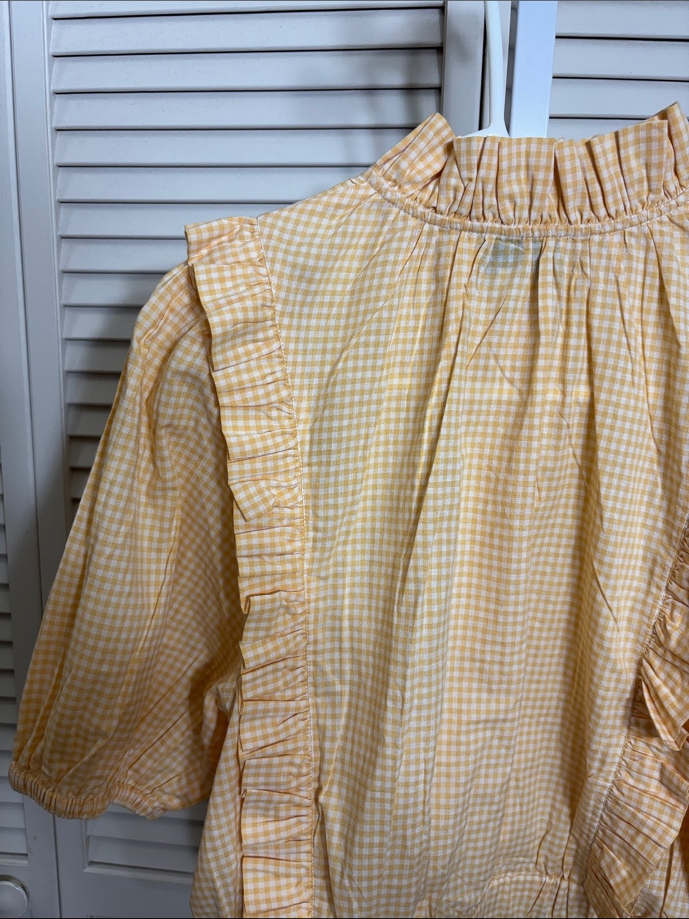 Emile et Ida Zolia Vichy blouse Ruffled 100% Cotton Medium - Picture 9 of 13